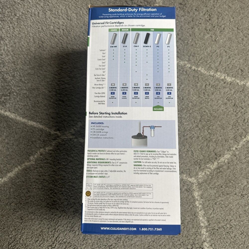 Culligan Whole House Sediment Standard Duty Water Filter HF-360B Genuine OEM - Picture 4 of 6